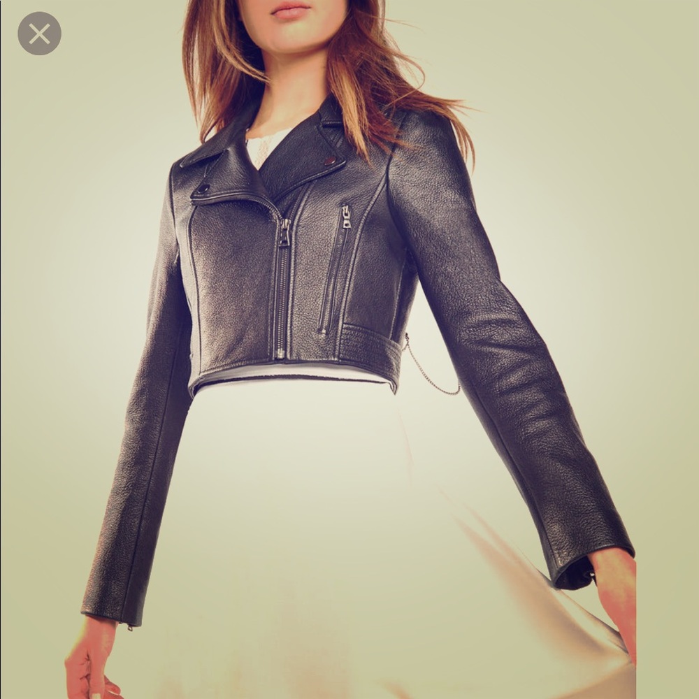 Bcbgmaxazria Syd chain embellished leather jacket